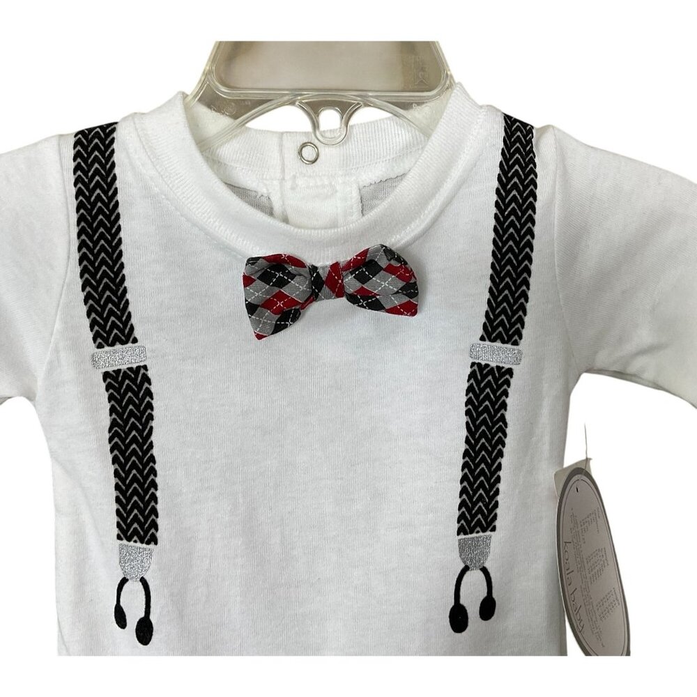 Koala Baby Long Sleeve Newborn Baby Suspenders Bodysuit Attached Bow Tie NWT - Picture 2 of 6
